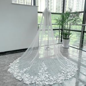 Ivory Floral Lace Veil - Cathedral Length